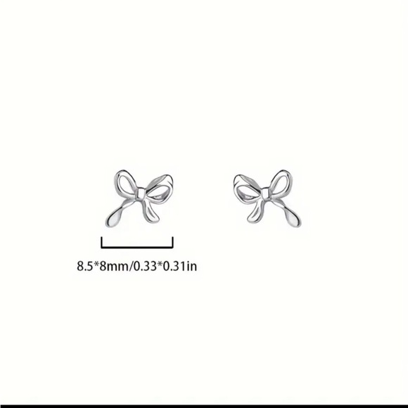 Elegant Mini Pure 925 Silver Bow Earrings - Picture 6 of 10